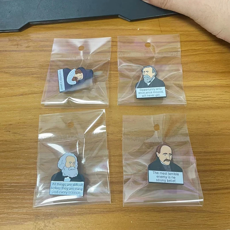 4 Styles History Famous Quotes Enamel Pins The Most Terrible Enemy Is No Strong Belief Knowledge Is Power Letter Brooches