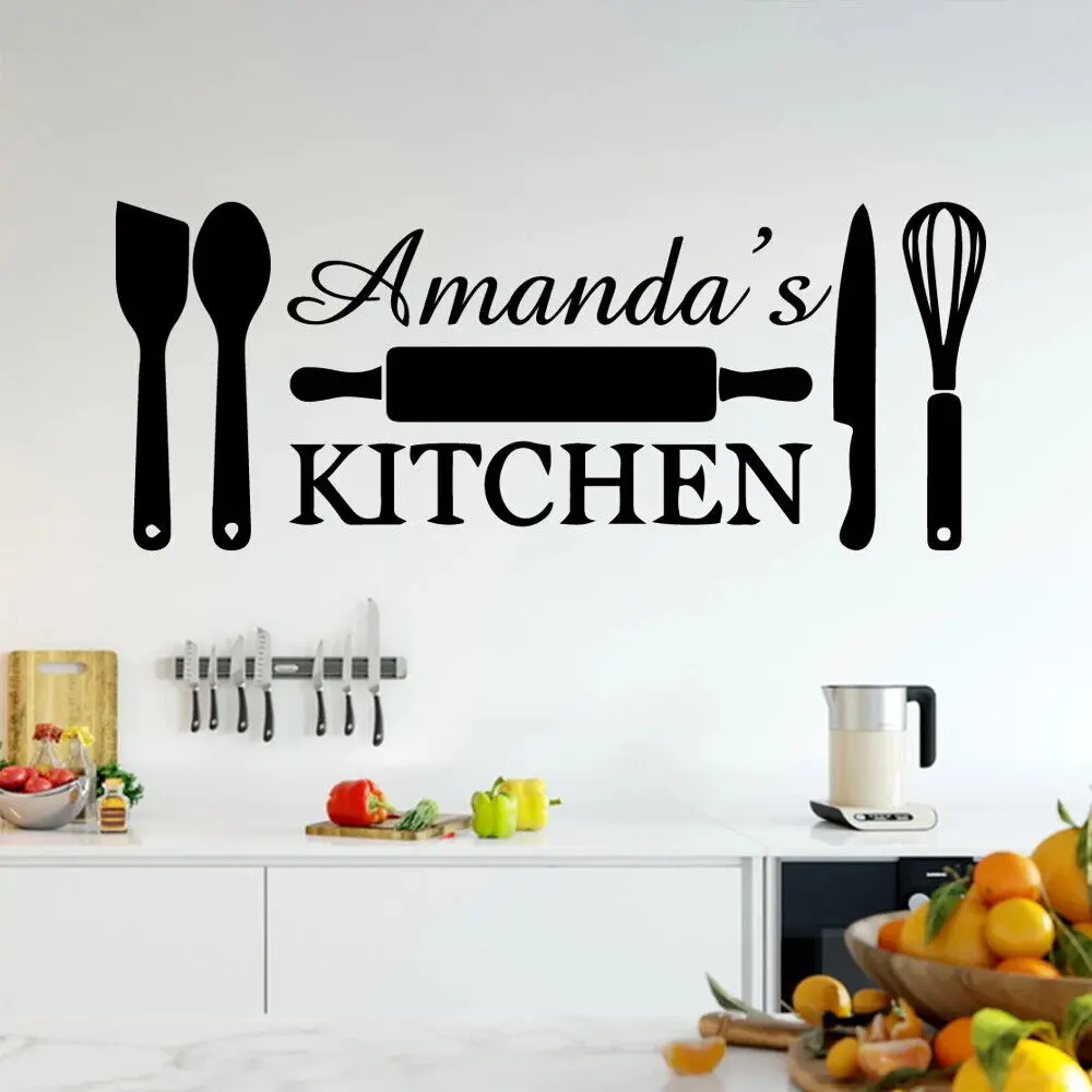 Kitchen Wall Decal Custom Name Kitchen Vinyl Art Wall Decor for Kitchen Home Decoration Wall Art Decal Sticker Mural L2272