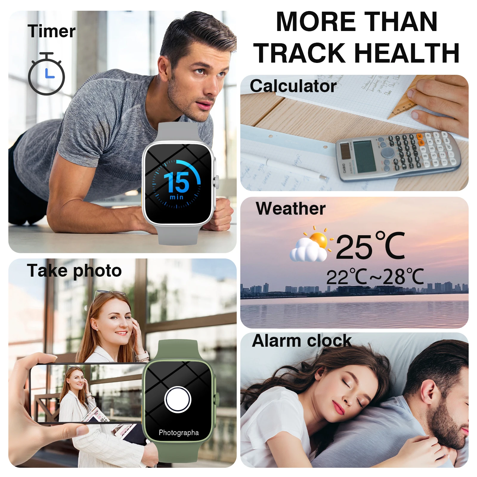ساعة ذكية متعددة الوظائف مقاس 1.83 بوصة، مكالمة لاسلكية، توقعات الطقس، تشغيل الموسيقى، التصوير الفوتوغرافي للتحكم عن بعد، ساعة رياضية #4