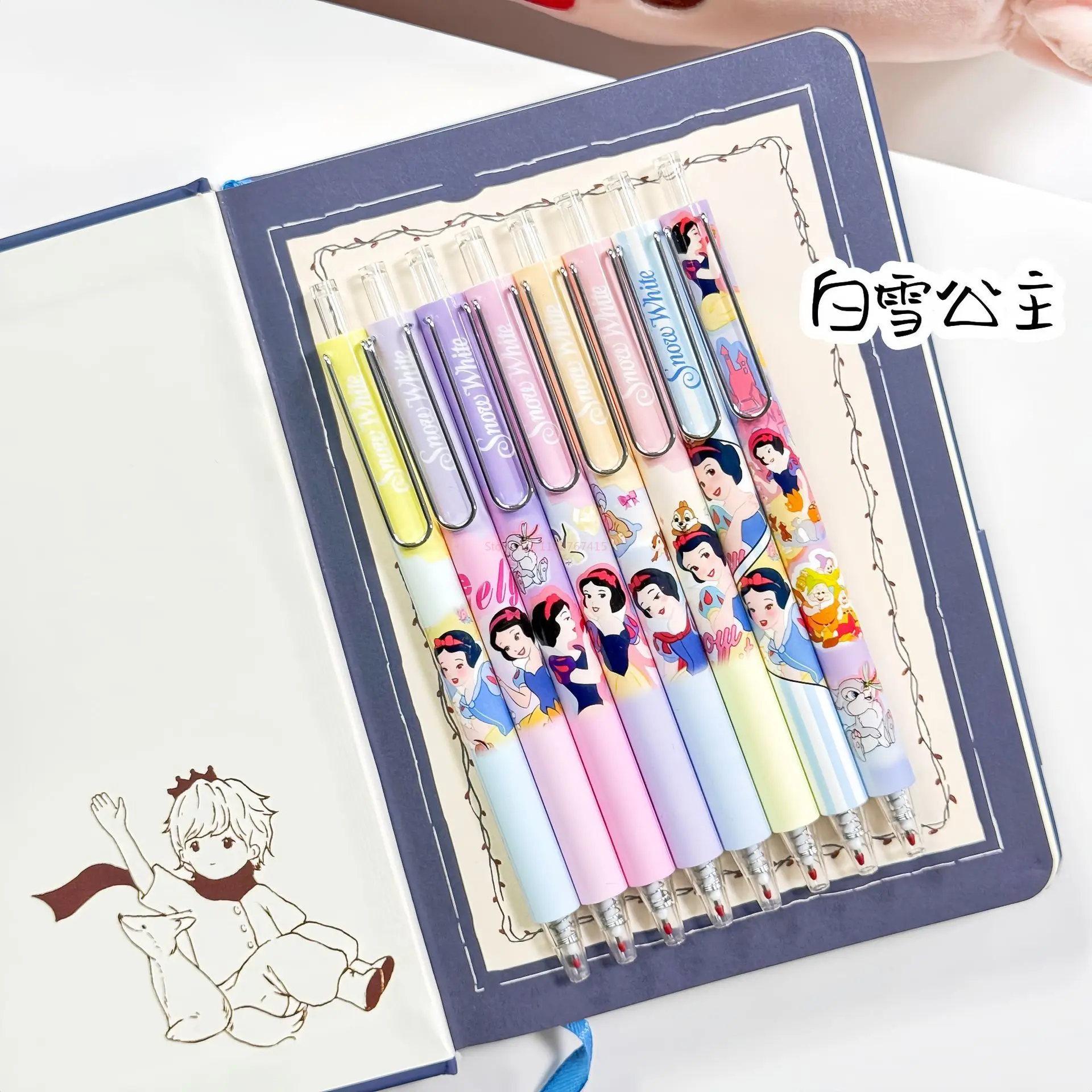 24 قطعة Kawaii ديزني جديد سنو وايت قلم محايد اللون 0.5 الصحافة الأسود قلم توقيع طالب لوازم مكتبية هدية #5