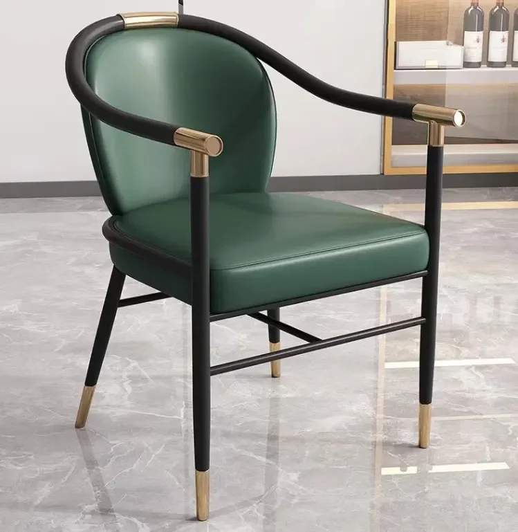 Hot sale modern high end restaurant PU leather chair  customizable colors metal legs dining chair