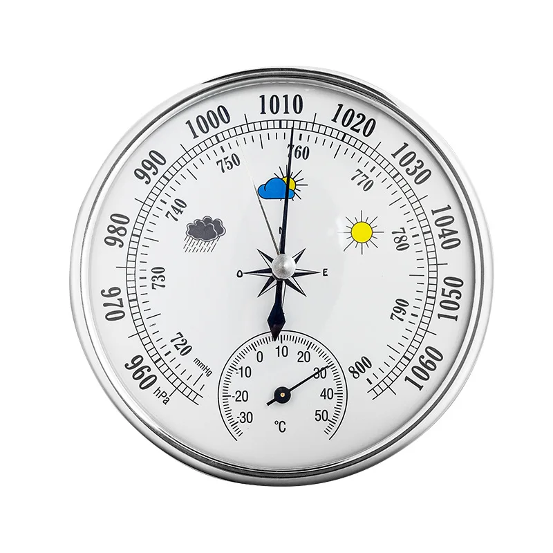 128Mm 2-in-1 Barometer Thermometer, Weather Forecast Pointer Mechanical Movement Multi-function Barometer