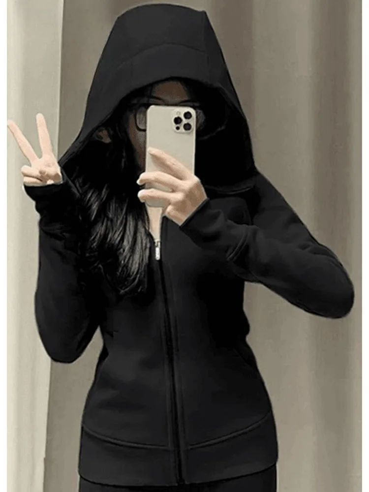 เสื้อคาร์ดิแกนมีฮู้ดสีชมพู ซิปหน้า สำหรับผู้หญิง เสื้อคลุมสวมทับ สปริง/ซัมเมอร์ รุ่นใหม่ ทรงเข้ารูป แขนยาว สี