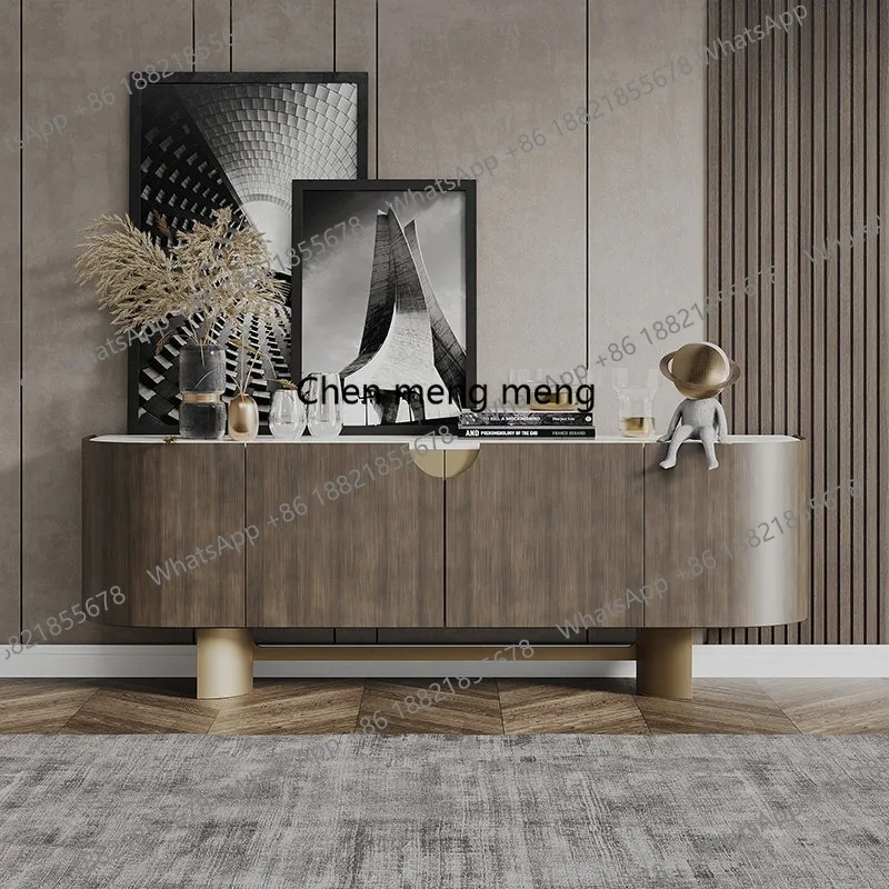 

Italian light luxury solid wood dining side cabinet household living room wall locker modern rock slab mystery cabinet