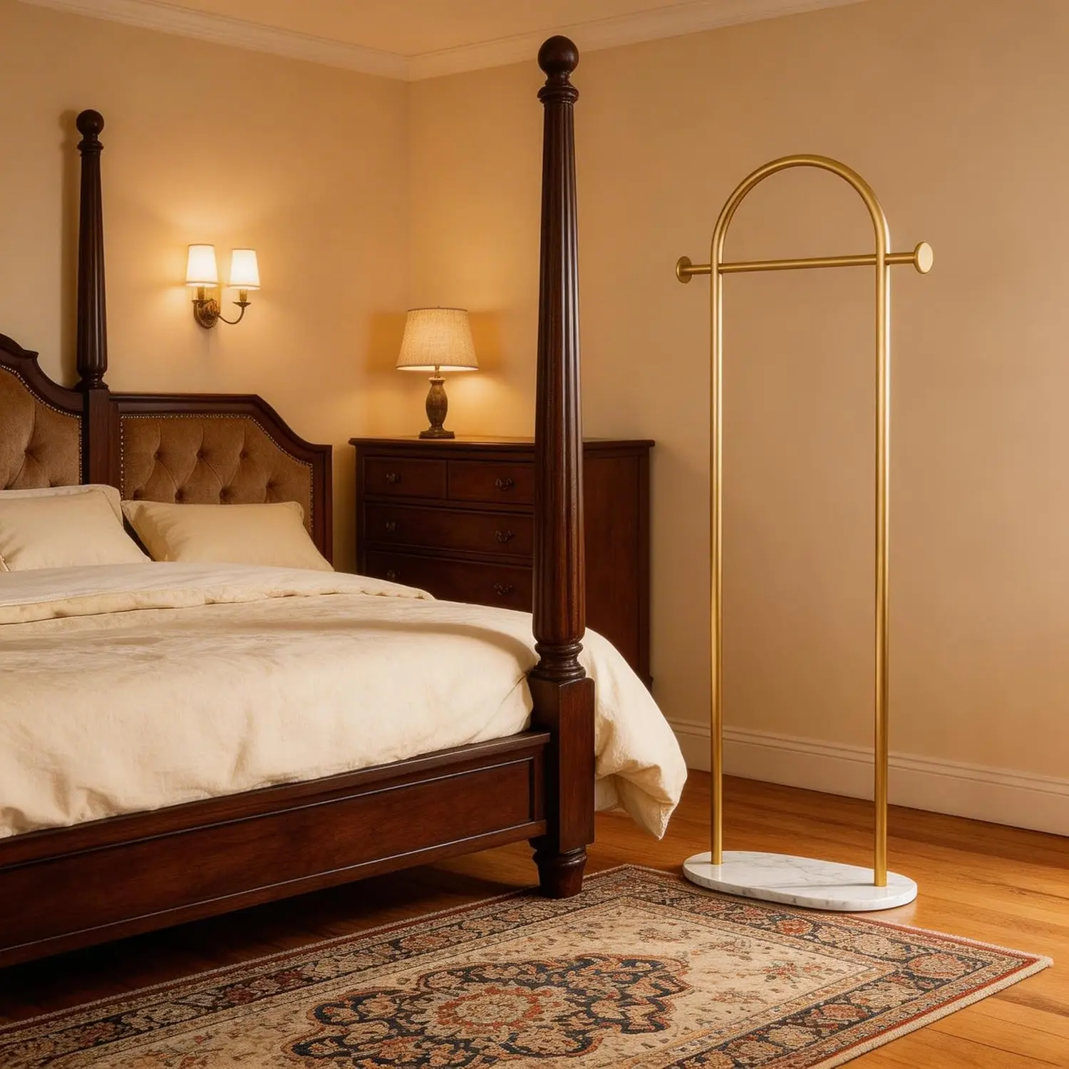 

Gold Coat Rack, Modern Garment Rack with Marble Base, Heavy-duty Freestanding for Hanging Clothes, Hats, Scarves, 19.7" W