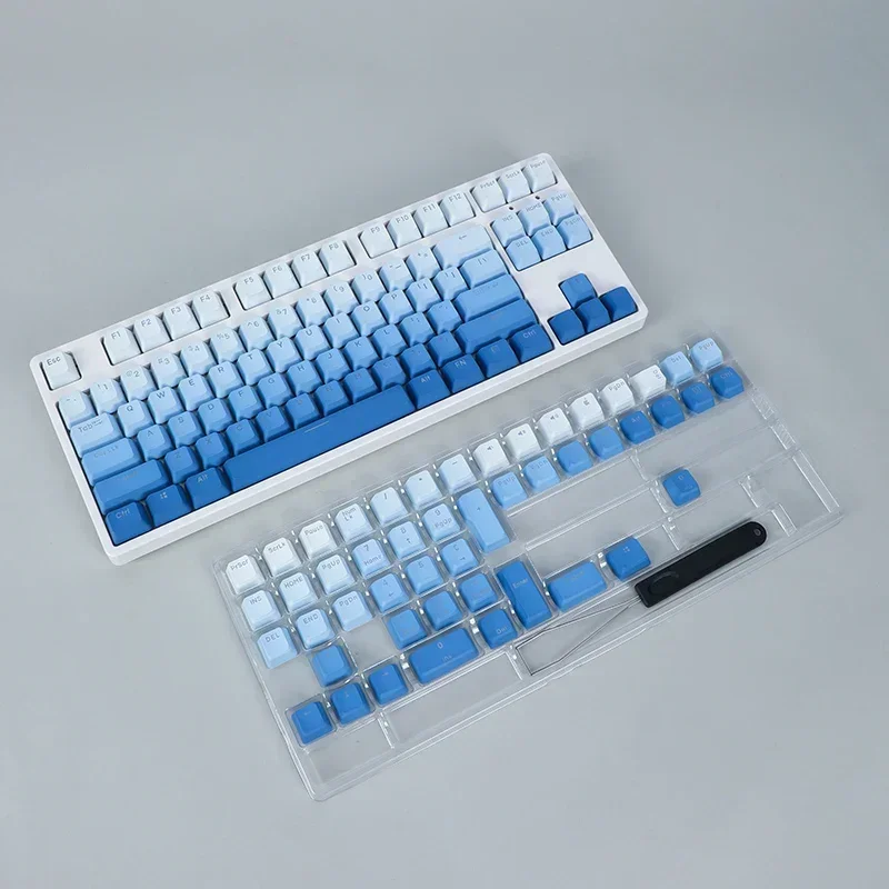 Original color - fog blue keycap transparent PBT side engraving OEM simple gradual change