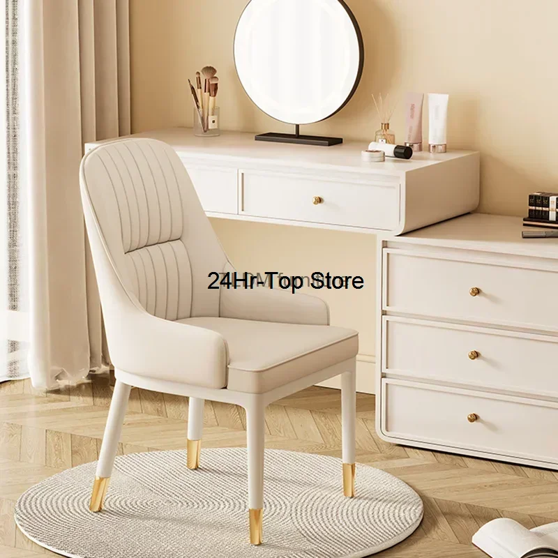 

White Leather Dining Chair Designer Luxury Makeup Vintage Dining Chair Apartment Cushion Cadeiras De Jantar Library Furnitures