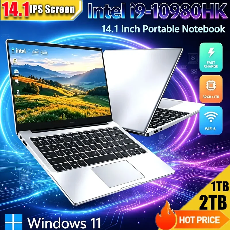 Core i9 Laptops Windows 11 Pro Intel Core I9 10980HK 16GB RAM 1/2TB SSD Gaming Laptops 1920*1080 Office Notebook Laptop