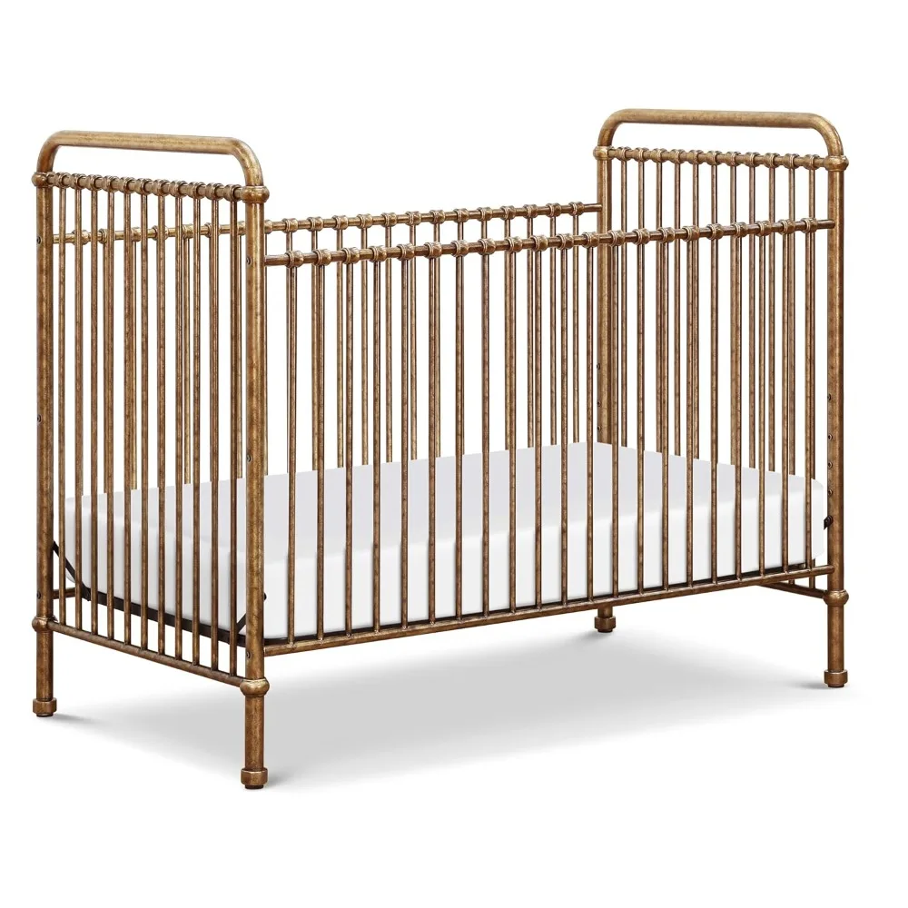 Best Seller 3-in-1 Convertible Baby Crib Gold GREENGUARD Gold Certified Crib to Toddler Bed Daybed Vintage Style Adjustable
