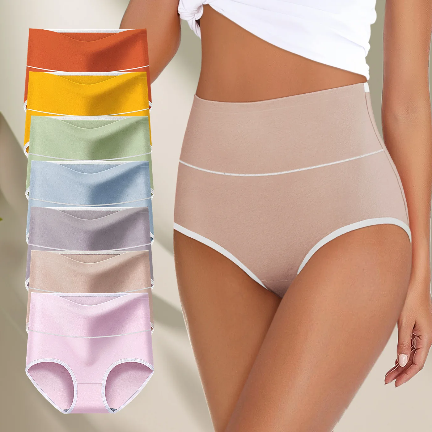 3pcs Pure Cotton High Waist Briefs Women Solid Basic Type Panties Girls Comfort…