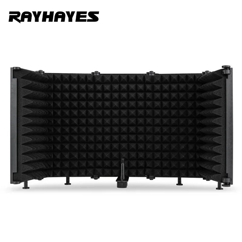 RAYHAYES 5 Panel Microphone Isolation Shield Foldable Acoustic Reflection Filter Sound Absorbing Noise Reduction Record Studio