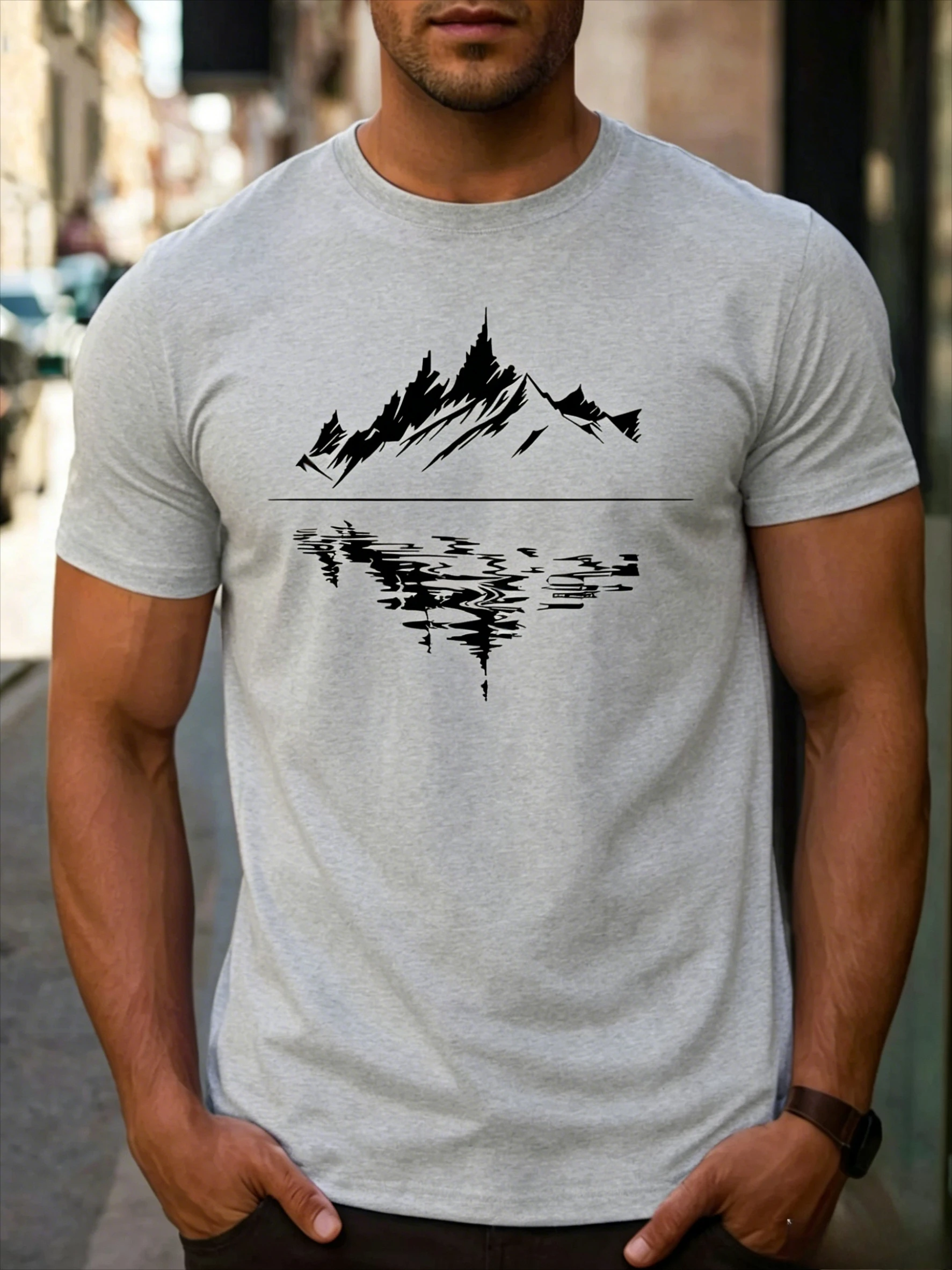 American-style Retro Men's Casual T-shirt - Trendy Summer 100% Pure Cotton Fashionable Casual Loose-fit Large-sized Top
