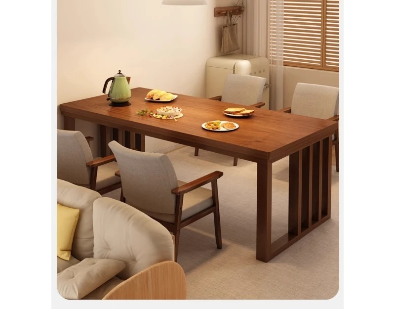 

All solid wood dining table black walnut color household desk small apartment