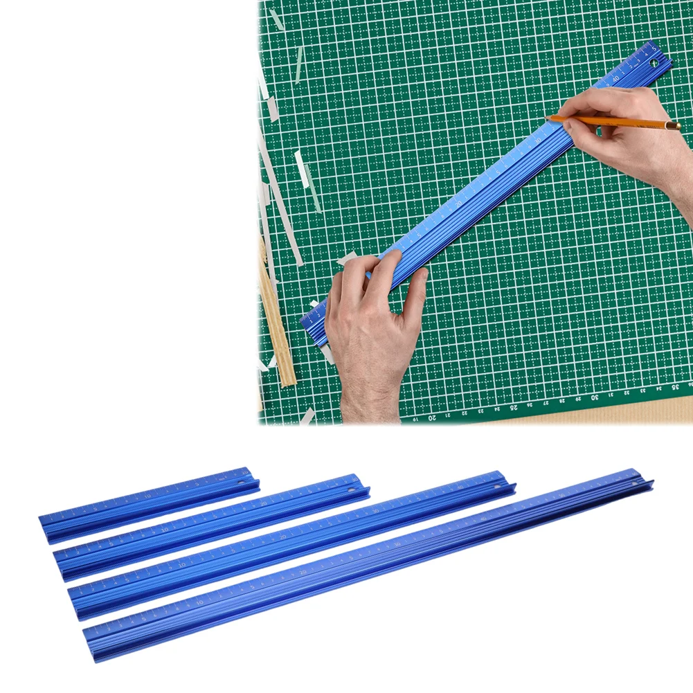 20CM 30CM 45CM 60CM Cutting Ruler Metal Craft Safety Ruler Non Slip Aluminum Alloy Metal Ruler Straight Scale Ruler Leather Tool