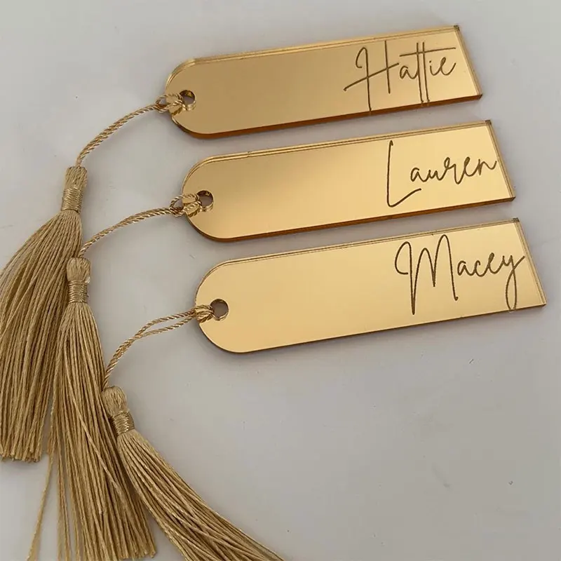 

Personalised Wedding Acrylic Name Place Cards Name Tags with Tassle for Weddings or Parties Place Mats Custom Acrylic Name Cards