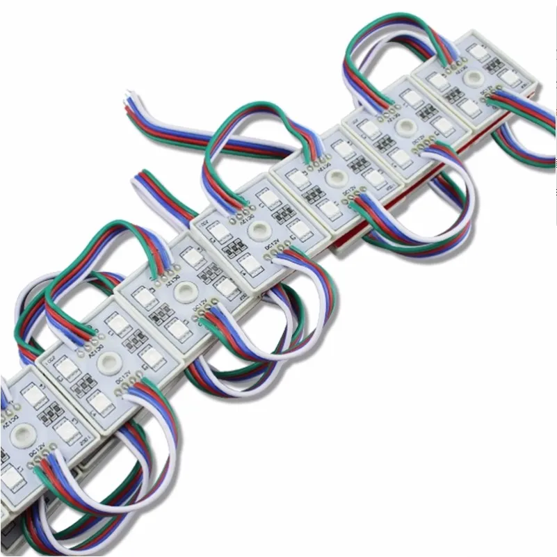 

DC12V 4 LED 5050 Modules Waterproof Multicolors Injection Molding Patch LED Ultra Bright RGB Multicolor Module