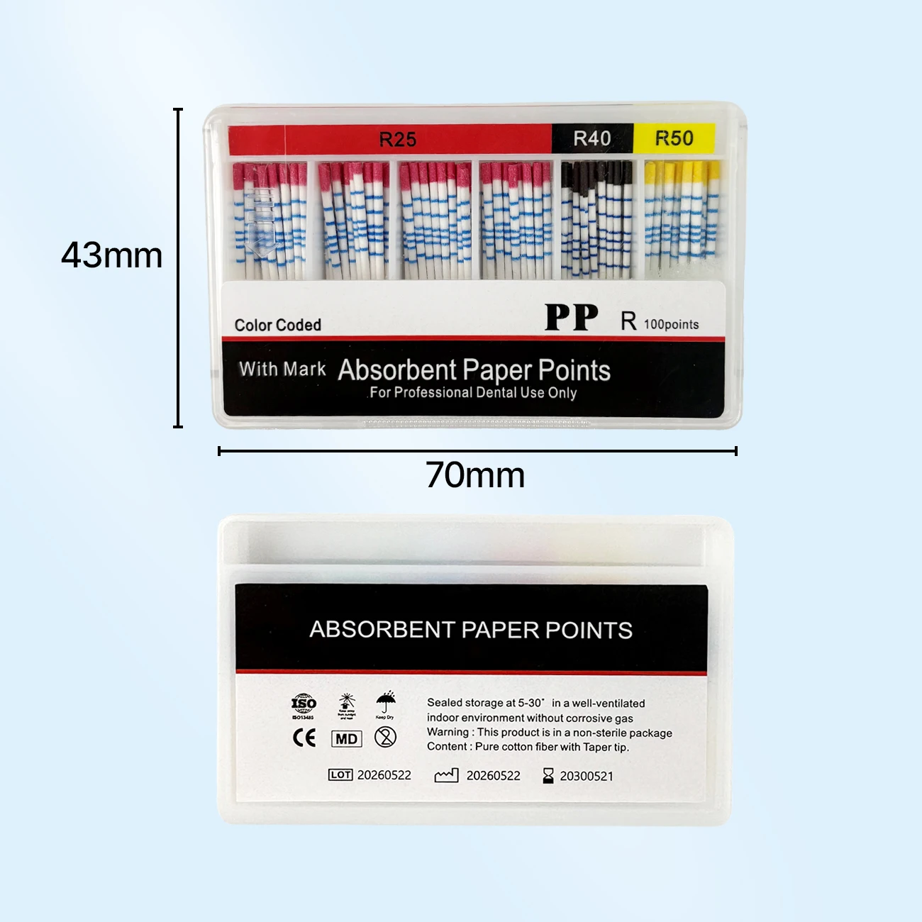 With Mark Dental Absorbent Paper Points R Taper R25 R40 R50 Dentistry Pure Cotton Fiber Paper Endodontics Treatment Consumables