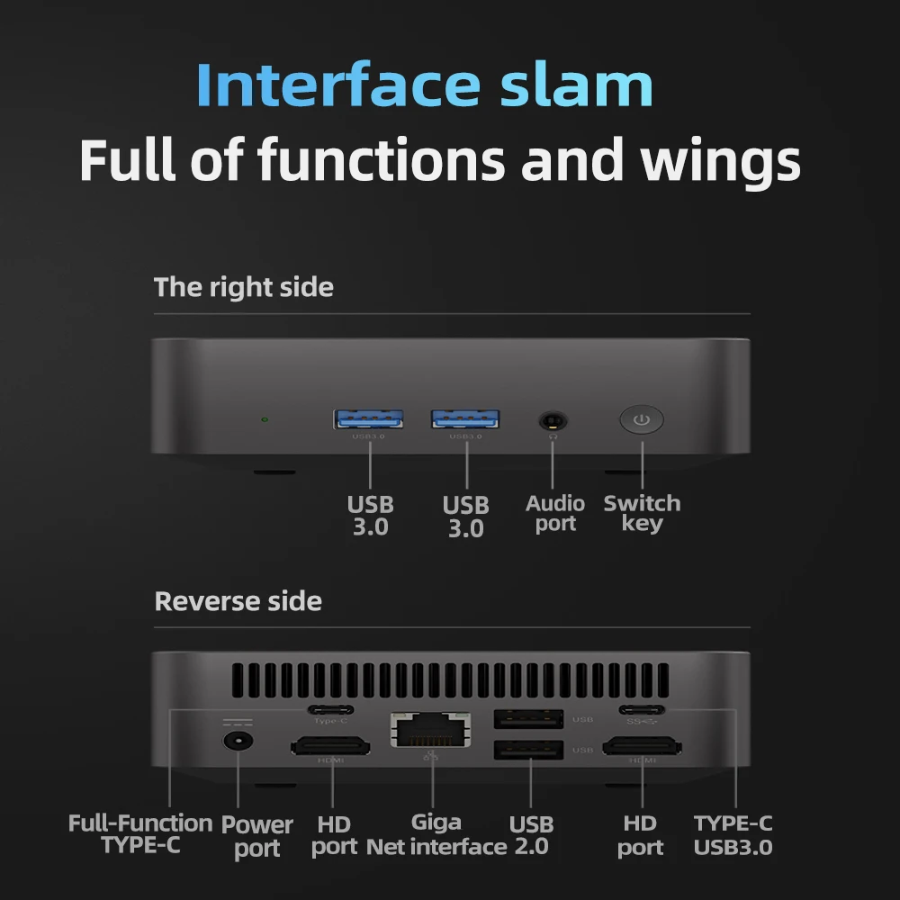 BEBEPC Intel N100 Celeron N5095A @ 2,00 GHz 2 * HD1.4 1 * Tipo-c DDR4 SODIMM NVME NGFF SSD WIFI6 MINI PC WIN10 /11 1 * RTL8111H