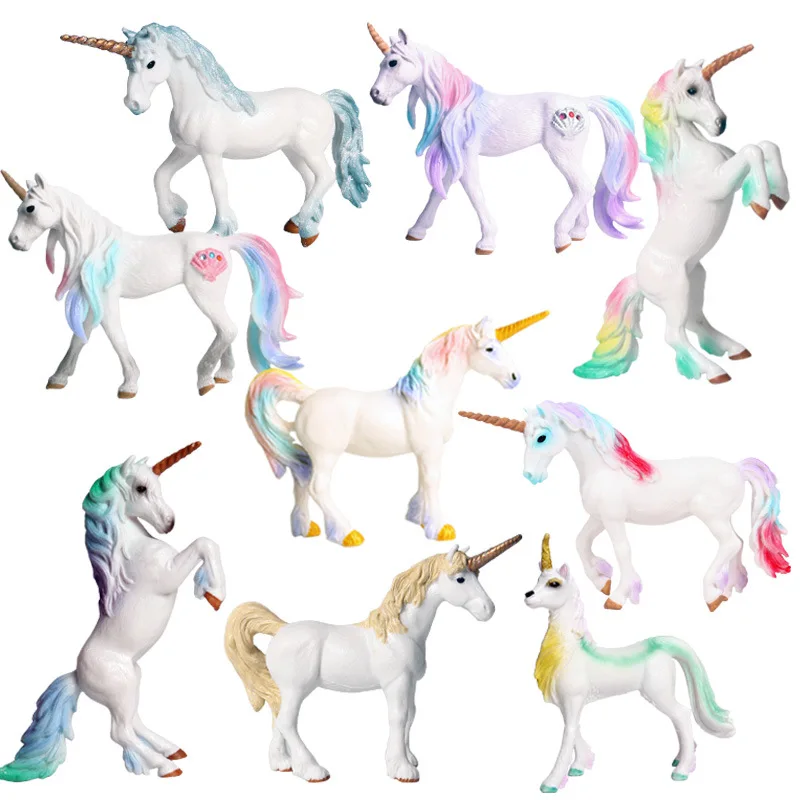 Hot Sale Simulation Animal Model  Mythology Legend Color Pegasus Unicorn Plastic Solid PVC Action Figure Kids Collect Toys Gifts