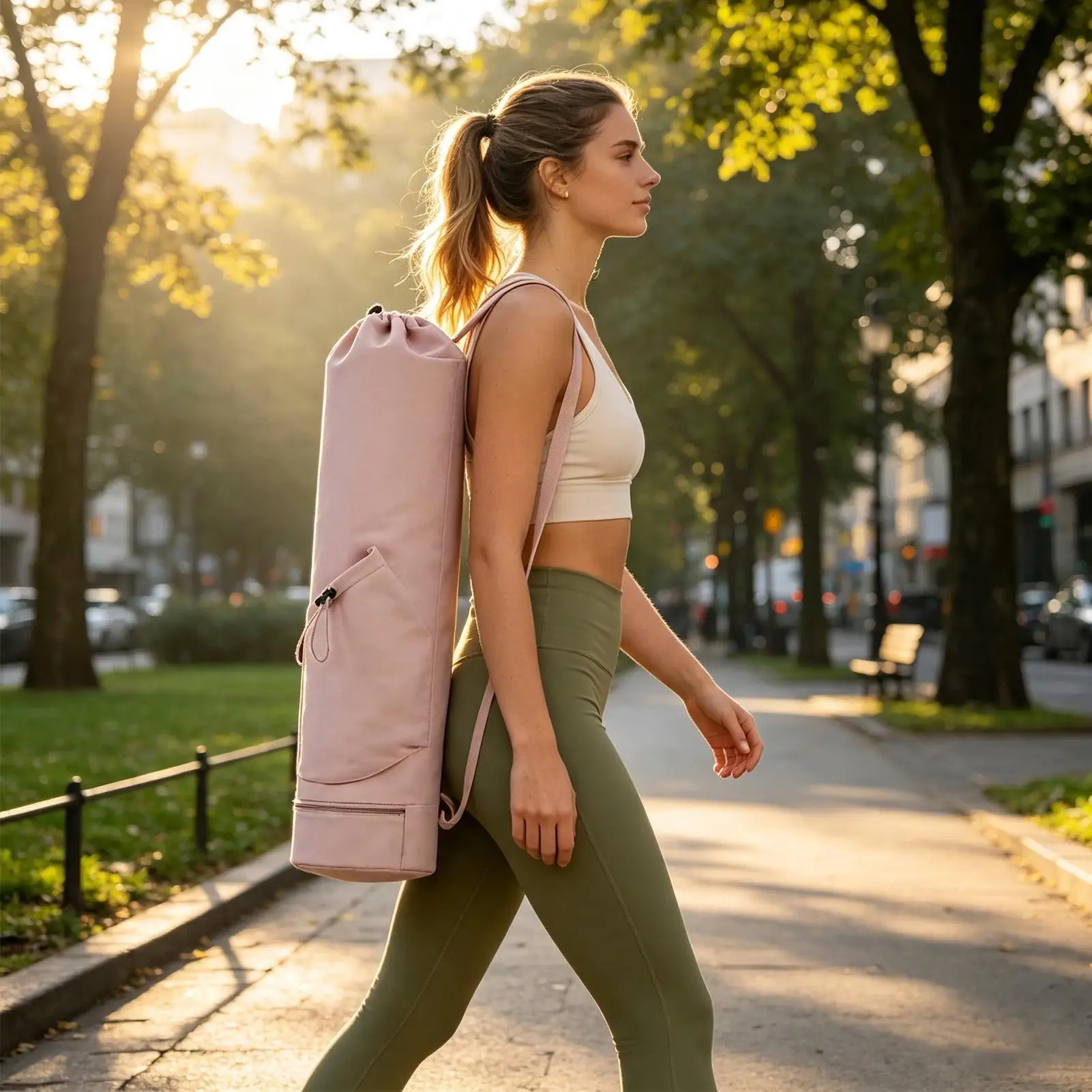 Yoga Mat Bag Waterproof Compartment Drawstring Backpack Gym Bag With Water Bottle Pocket For Women Men Outdoor Studio Fitness