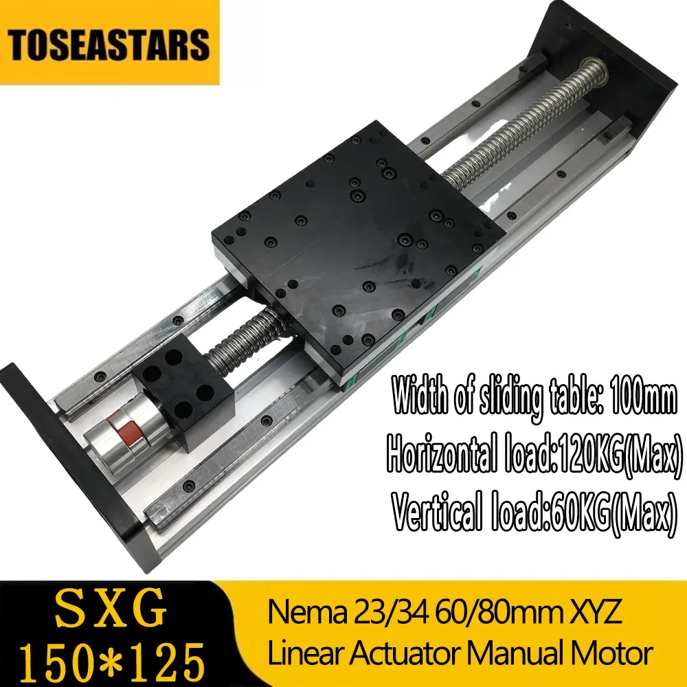 

SXG150*125mm Double Linear Guide 120mm Wide Sliding Table1605/1610 BallScrew XYZ Axis Stage Linear Actuator 4*HGR15 CNC