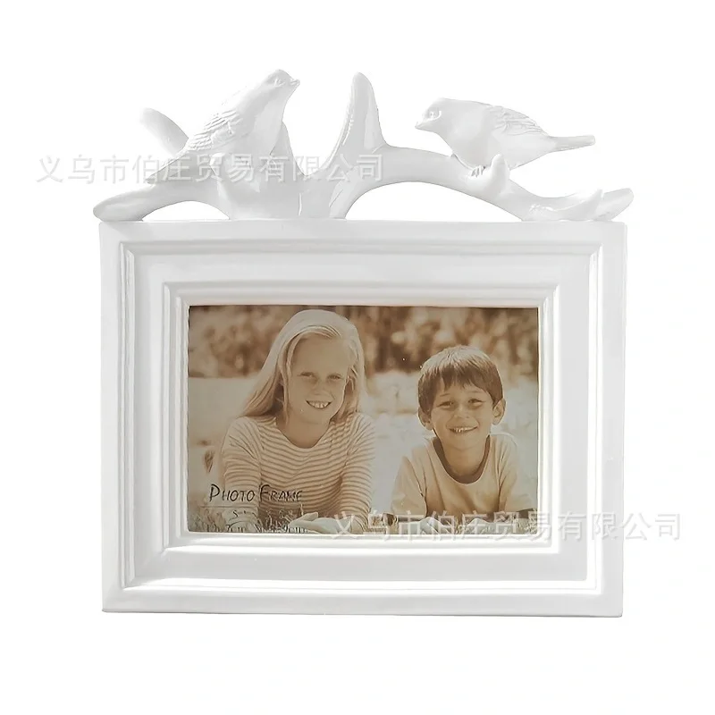 1PC Two Birds Creative Photo Frame Resin Home Decor Tabletop Photo Frame 7inch White Modern Minimalist Style Photo Frame