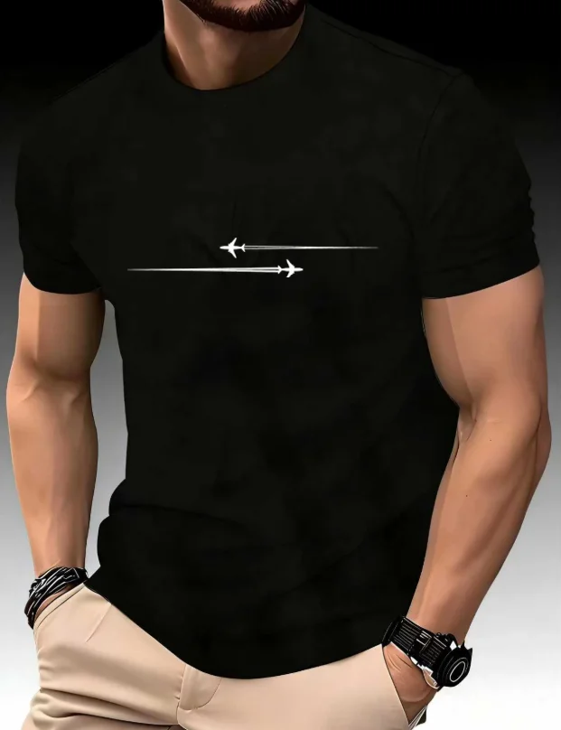 Minimalist Airplane Flight Path Printed Mens Quick Dry Mesh T-shirt Breathable Short Sleeve Jogging Travel Enthusiast Athletic T