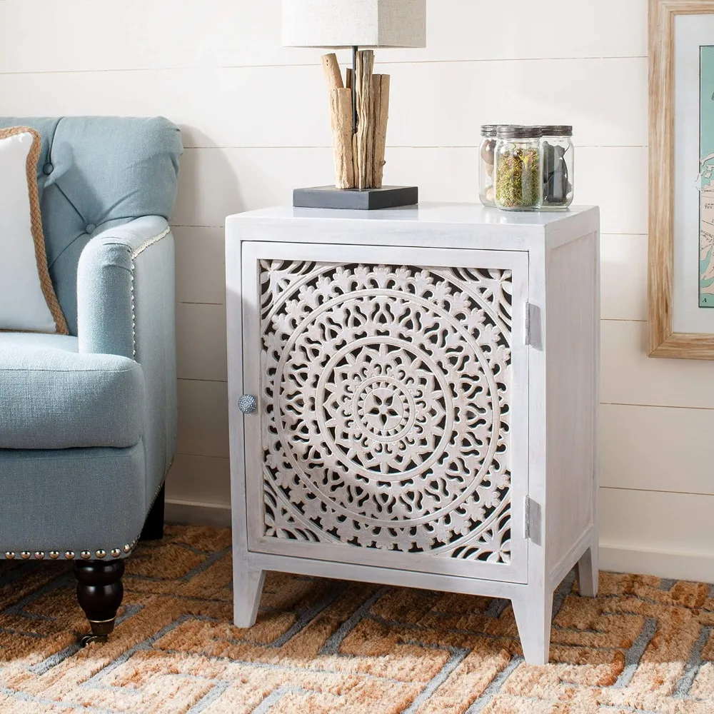 Safavieh Home Thea Brown 1-door Carved Mandala Nightstand