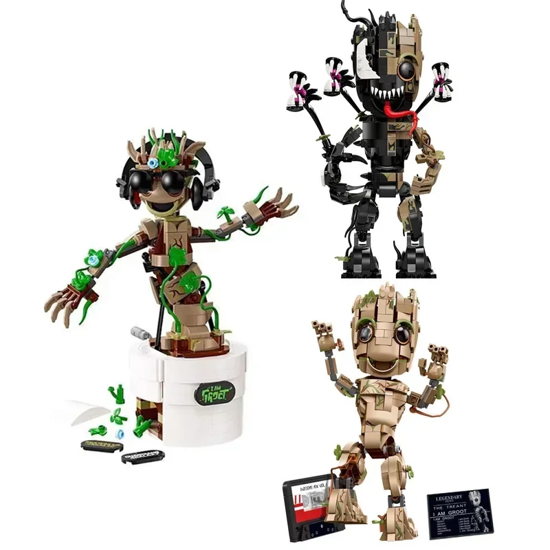 핫토이즈 마블 슈퍼히어로 댄싱 베놈라이즈드 그루트 빌딩 블록 트리맨 피규어 브릭스 호환 76249 76217 76297 선물 어린이용