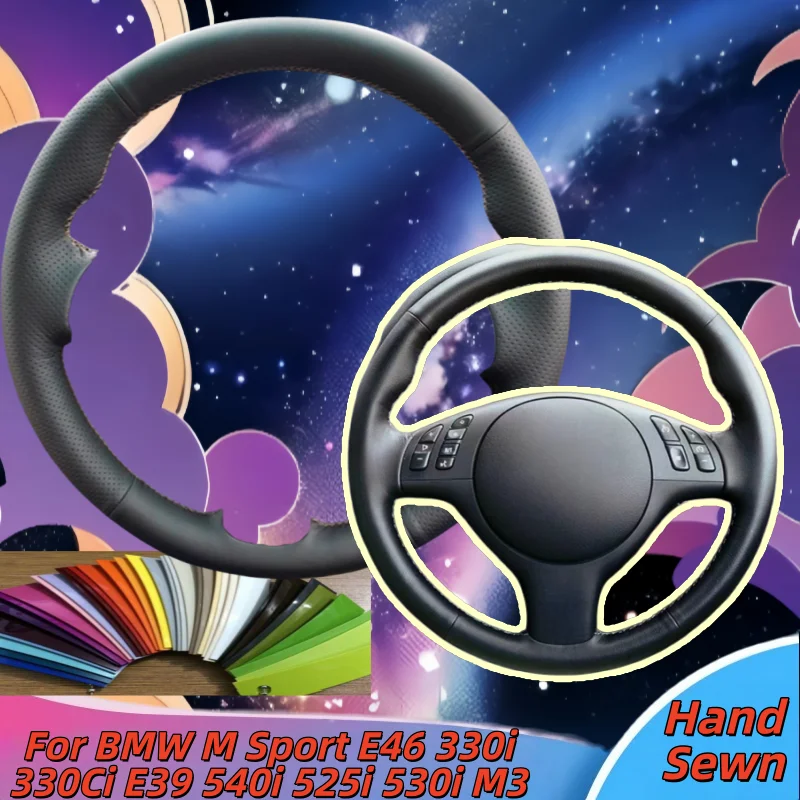 

Hand-Sewn Microfiber Leather Car Steering Wheel Cover For BMW M Sport E46 330i 330Ci E39 540i 525i 530i M3 Car Accessories