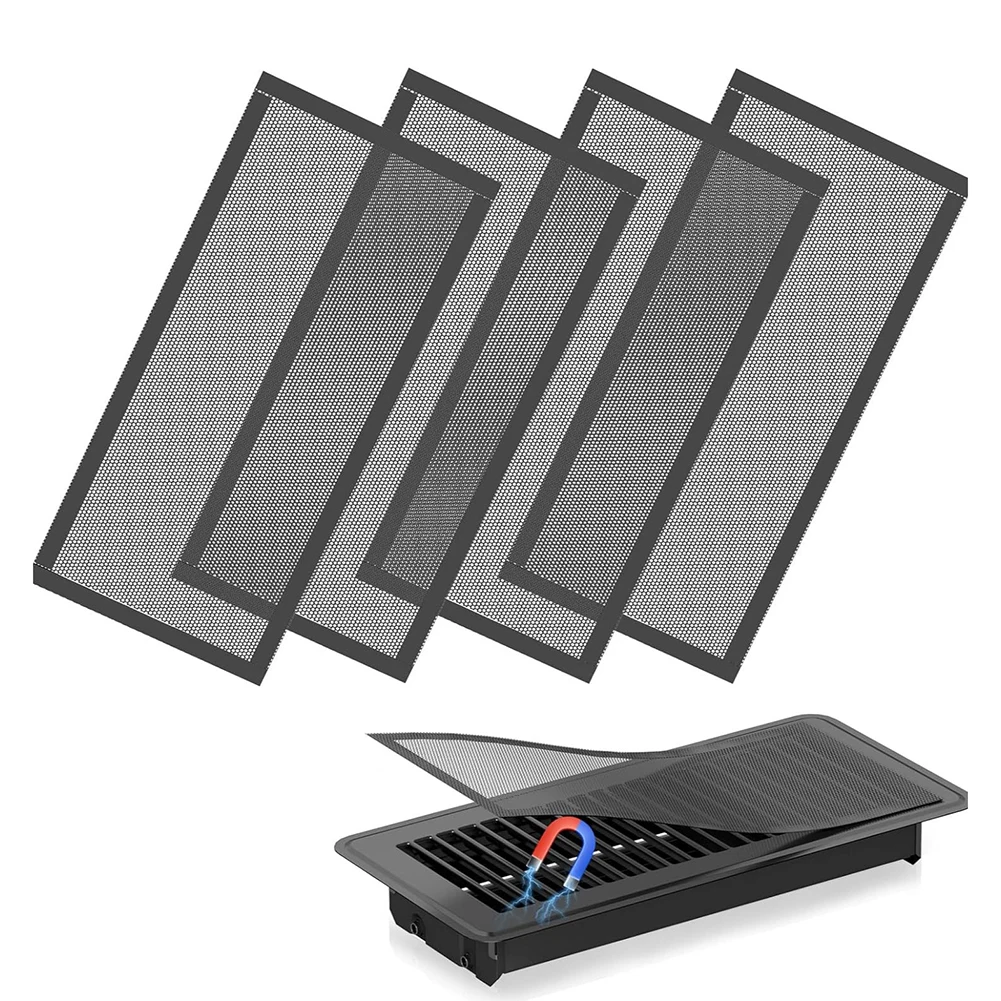 2/4pcs Magnetic Vent Filters Screen Covers Black Mesh Guard Balanced Air Circulation Tools For Wall Floor Ceiling Vents Parts