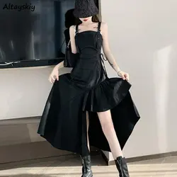 Sukienka bez rękawów kobiety asymetryczny Design elegancka, w stylu Streetwear najnowsze modne szczupłe lato Vestidos koreański styl Ulzzang Y2k Gothic