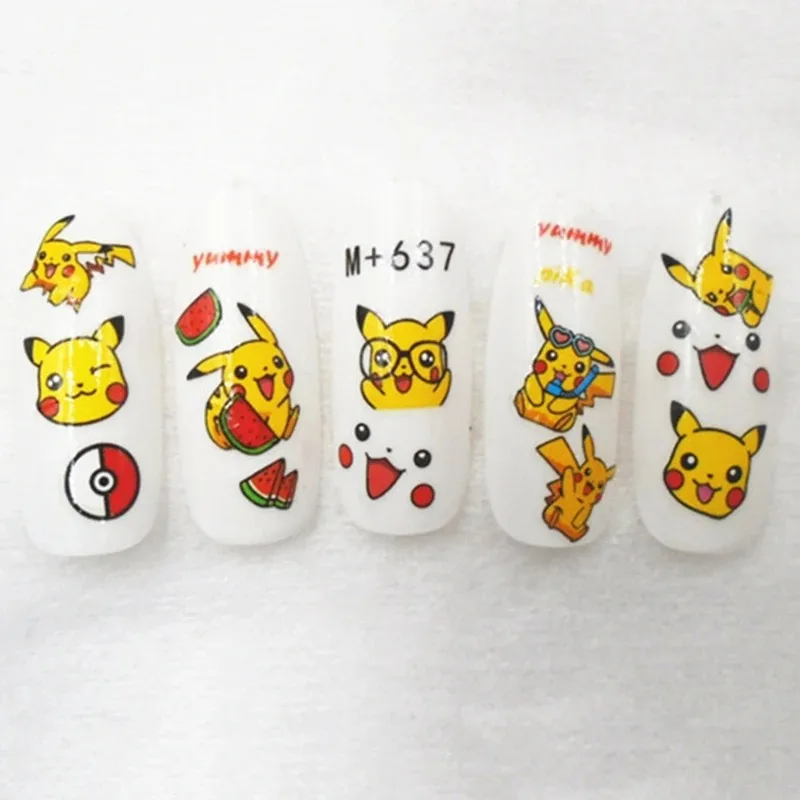 Pokemon Cute Nail Sticker Kawaii Cartoon Anime Figure Pikachu Nail Stickers Decals Manicures Decoration for Girl Makeup Toys