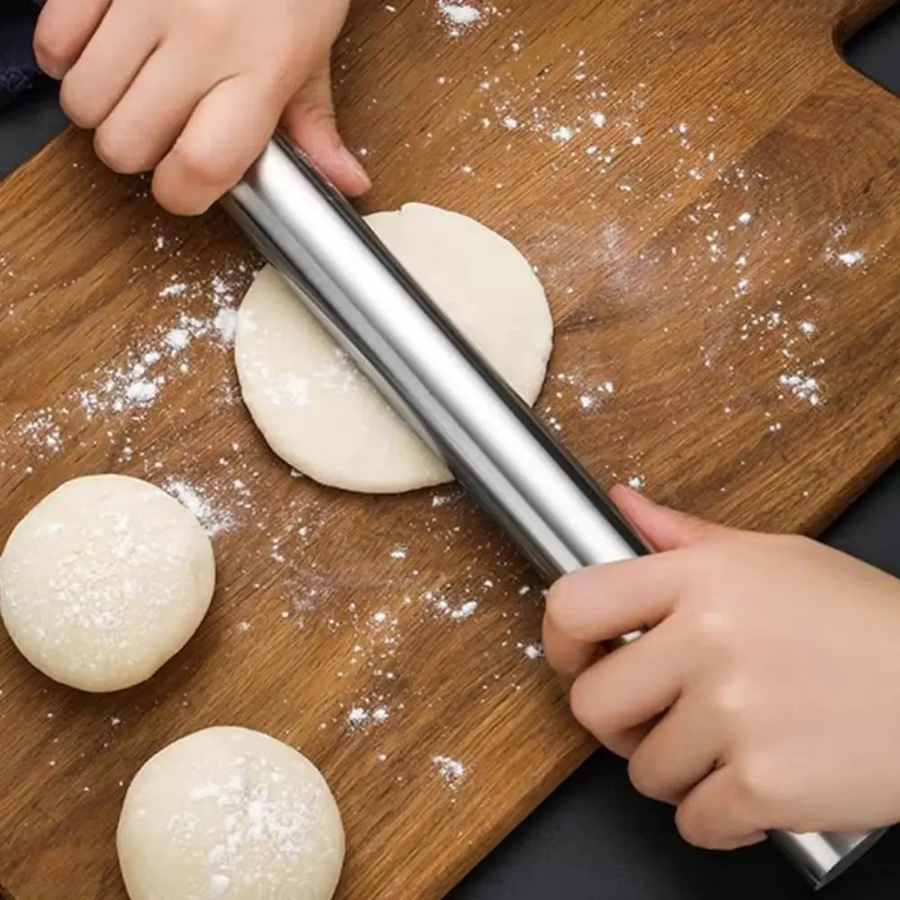 

8/10/12inch Stainless Steel Rolling Pin Smooth Surface Heat-Resisting Non-Stick Rolling Roller Stainless Steel Non-Stick