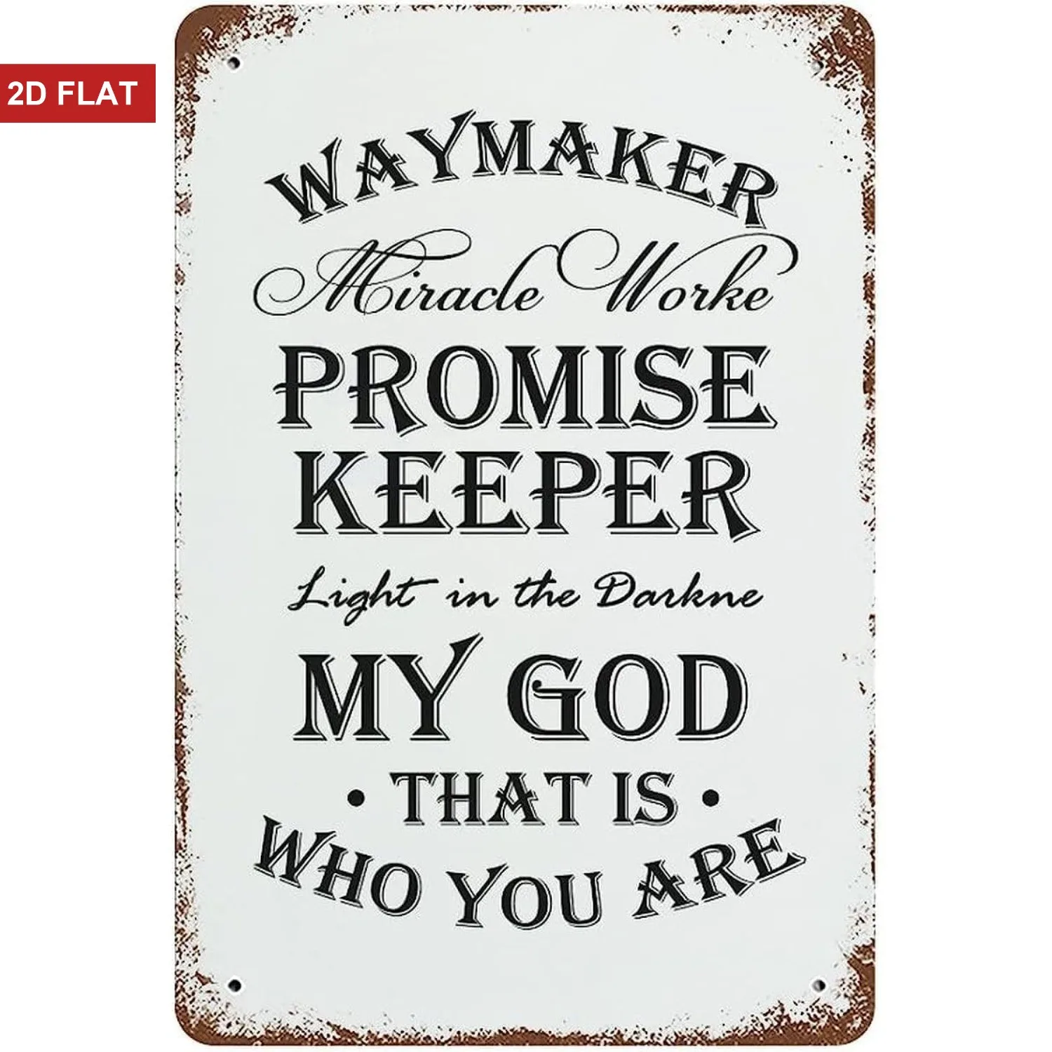 'Waymaker Miracle Worker My God' Metal Sign Retro Christian Inspirational Decor