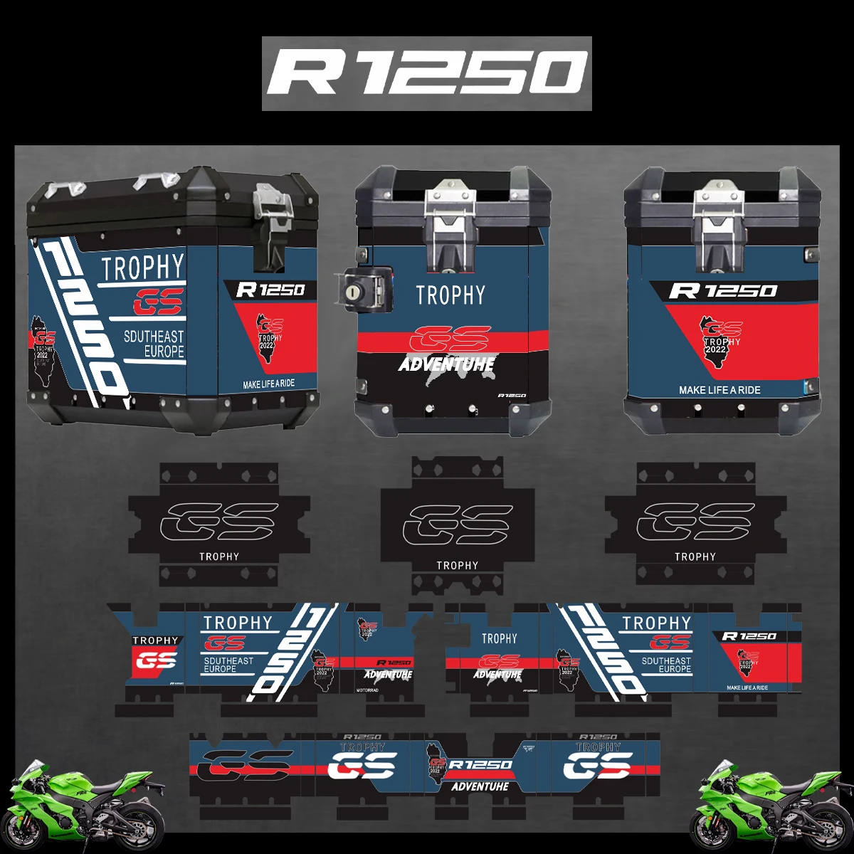 

Корзины 40 GS для BMW R1250GS R1250 GS ADV Triple Black Adventure 2019-2023 2022 2021 2020, алюминиевый чехол-наклейка на мотоцикл