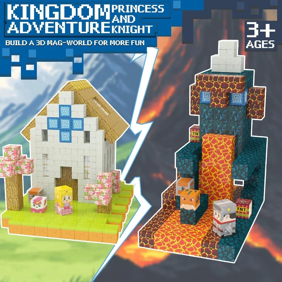 磁気ビルディングブロック - 150個 ビルドマイマグネットワールド マジックポータルセット 磁気ビルディングブロック 幼児のおもちゃ STEM モンテッソーリ