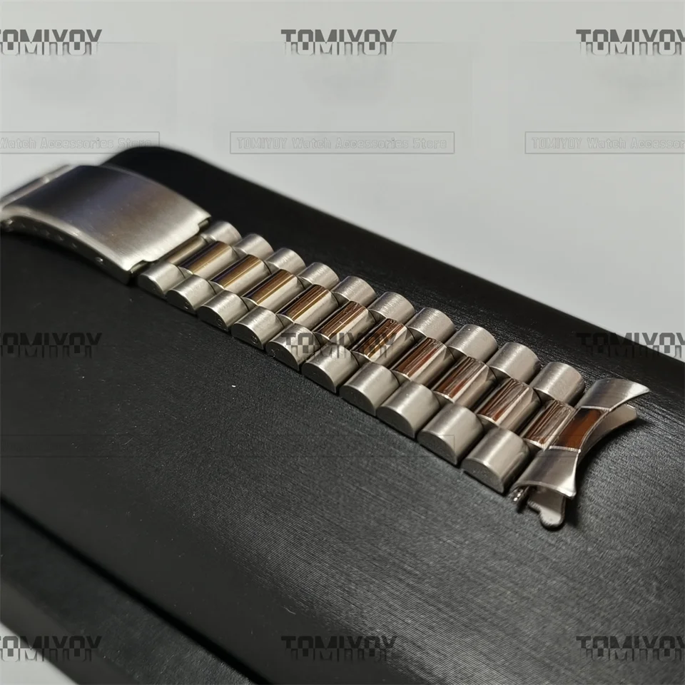 Curved End Stainless Steel President Band Bracelet Fit For Rolex Seiko Omega Mechanical Wristwatch