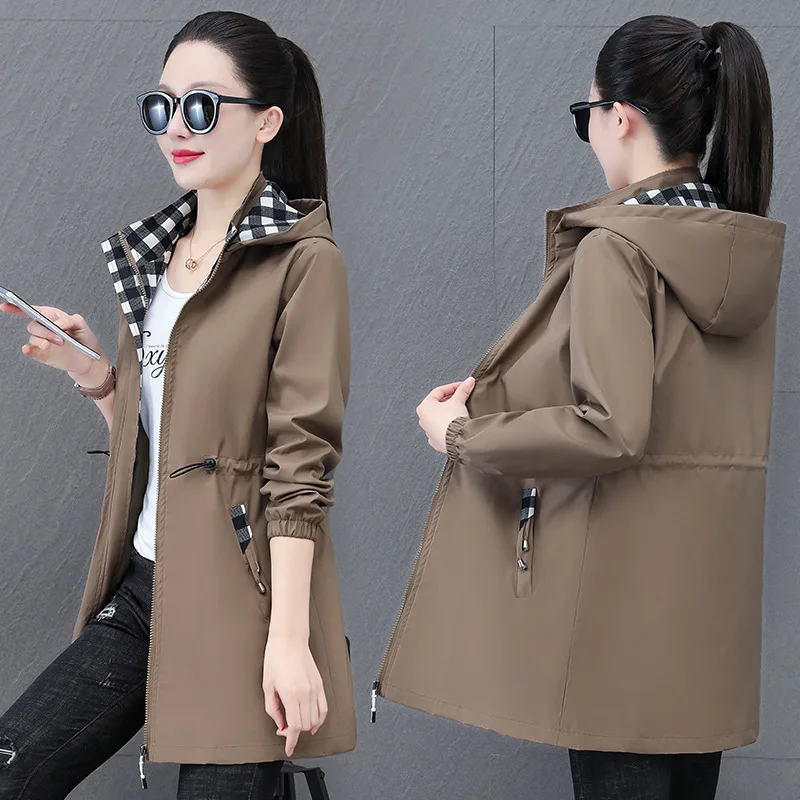 

Detachable Hooded Mid-Length Women's Jaet Coat Spring New Sle Casual Mom Clothes with Inner ket Winter Busin Gentle...