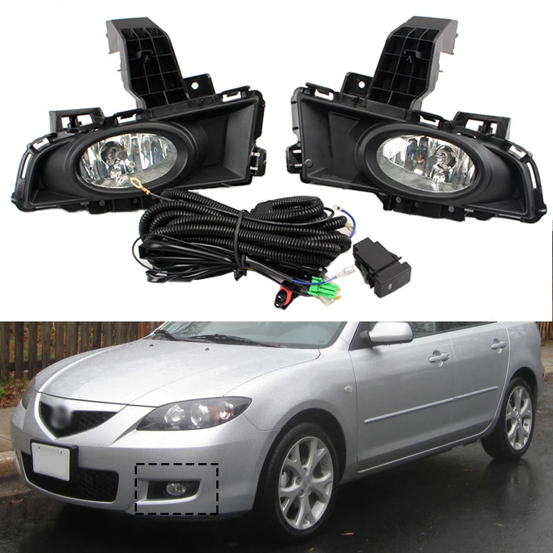 

Auto Front Bumper Fog Lamp With Bulb Fog Light For Mazda 3 M3 BK Facelift 2007 2008 Car Front Foglight Foglamp