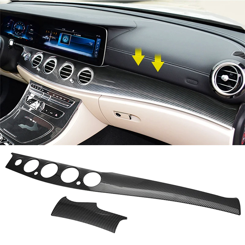 

Carbon Fiber abs Car Dashboard Panel Trims For Mercedes-Benz E class W213 E200 E300 2016 - 2023 LHD Chrome Interior Accessories