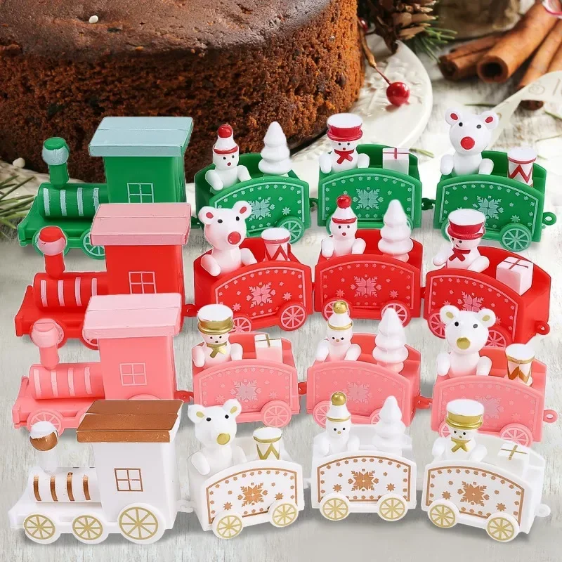 Christmas Train Santa Xmas Tree Ornaments Plastic Crafts Train Kids Toy Home Decor Party Gifts Merry Christmas Decorations