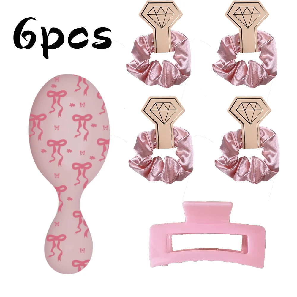 

6 шт., расческа с бантом, набор резинок для волос, набор аксессуаров для волос, набор инструментов