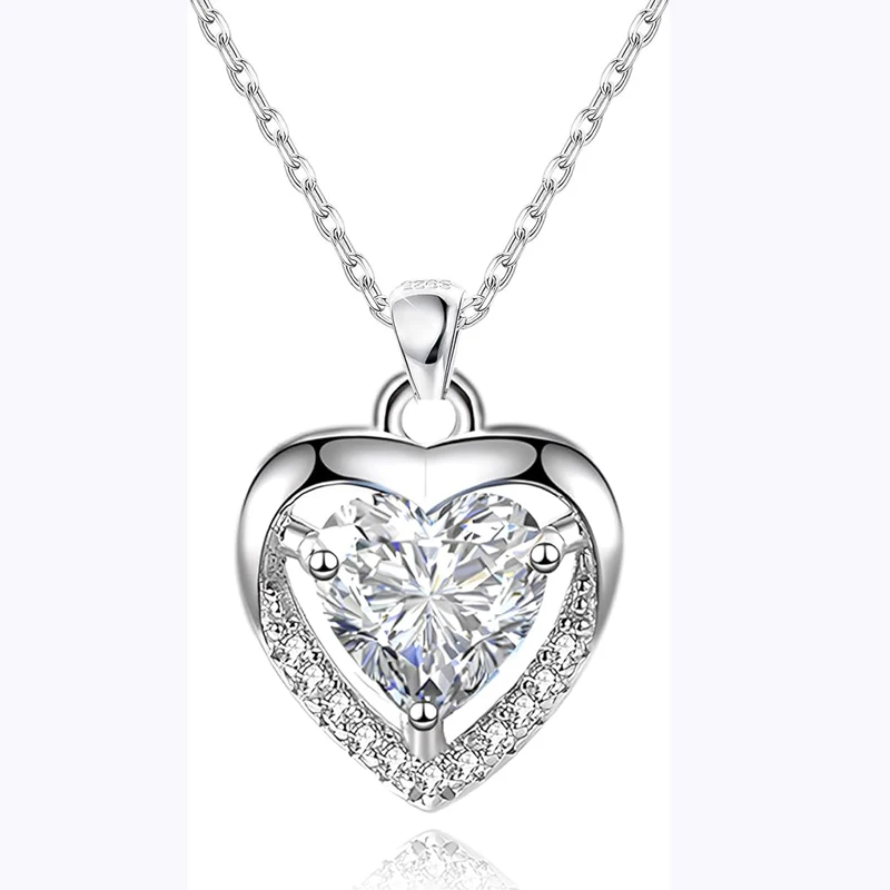 925 Sterling Silver Heart Crystal Necklace for Women Dainty Love Heart Pendant Necklaces Birthday Gifts for Her Girlfriend Women