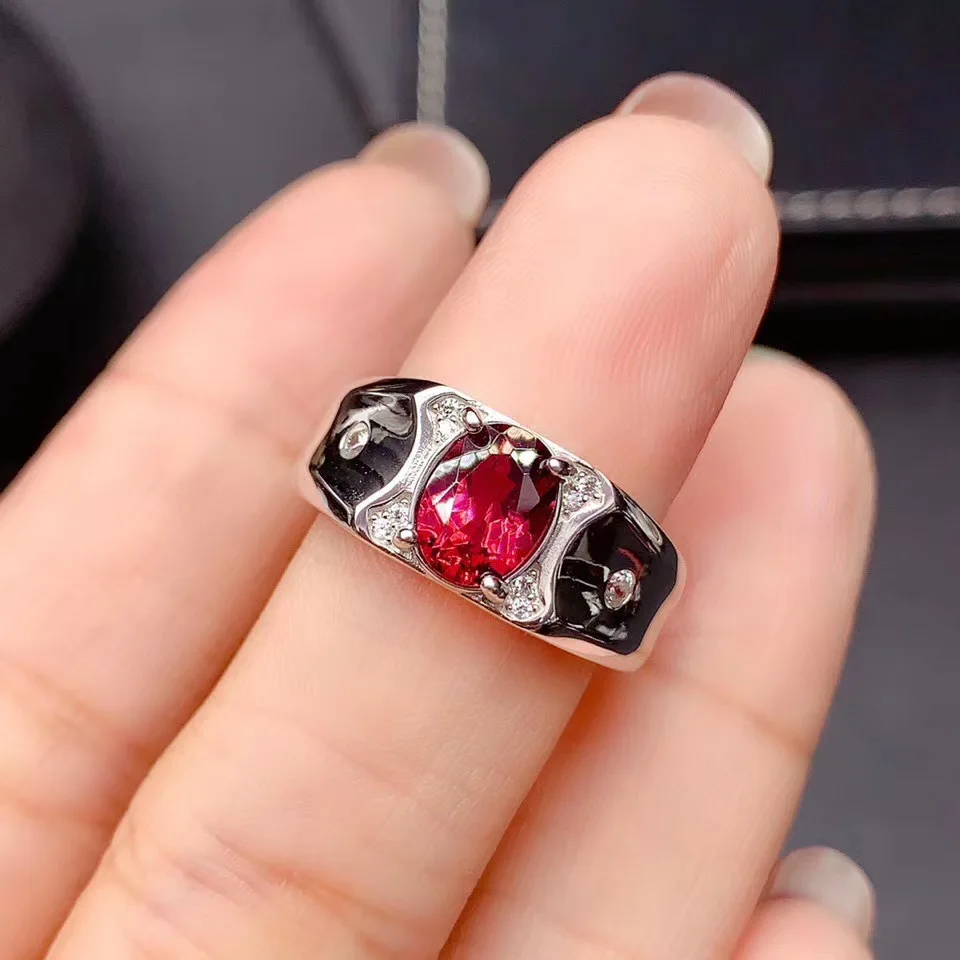 

Natural Garnet Ring 100% Real 925 Silver Garnet Jewelry 6mm*8mm Pyrope Garnet 925 Silver Jewelry for Party