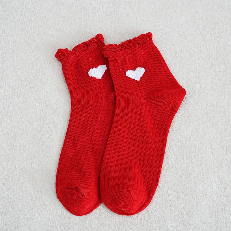4 Paar Knöchelsocken mit Herz-Symbol für Damen, niedliche weibliche Socken mit mittlerer Wade, Kawaii, fröhlich, geeignet für den täglichen Gebrauch, Frühlings- und Sommersocken