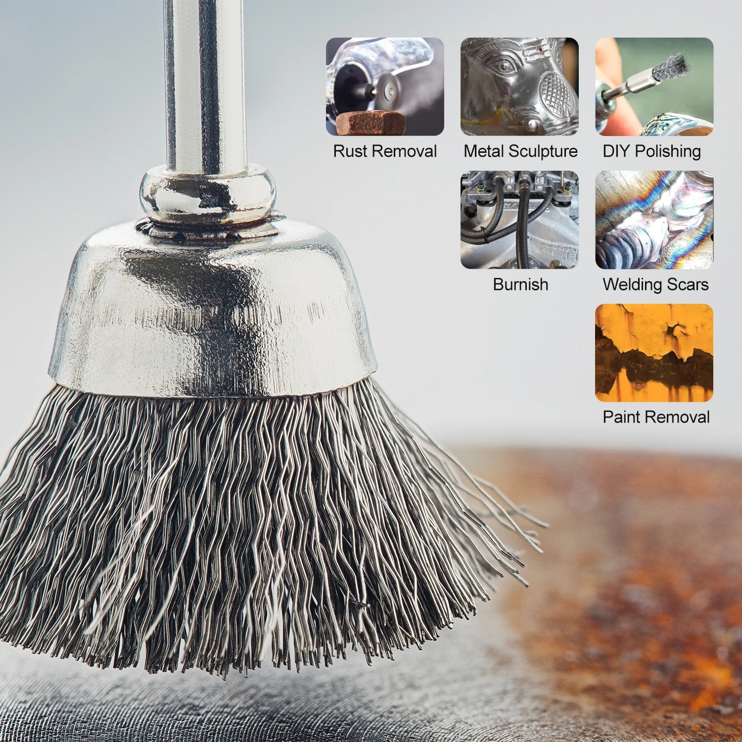 XCAN 45pcs 연마 휠 브러시 금속 연마 용 강철 와이어 브러시 디스크 연마 로타리 도구 액세서리 금속 가공 도구