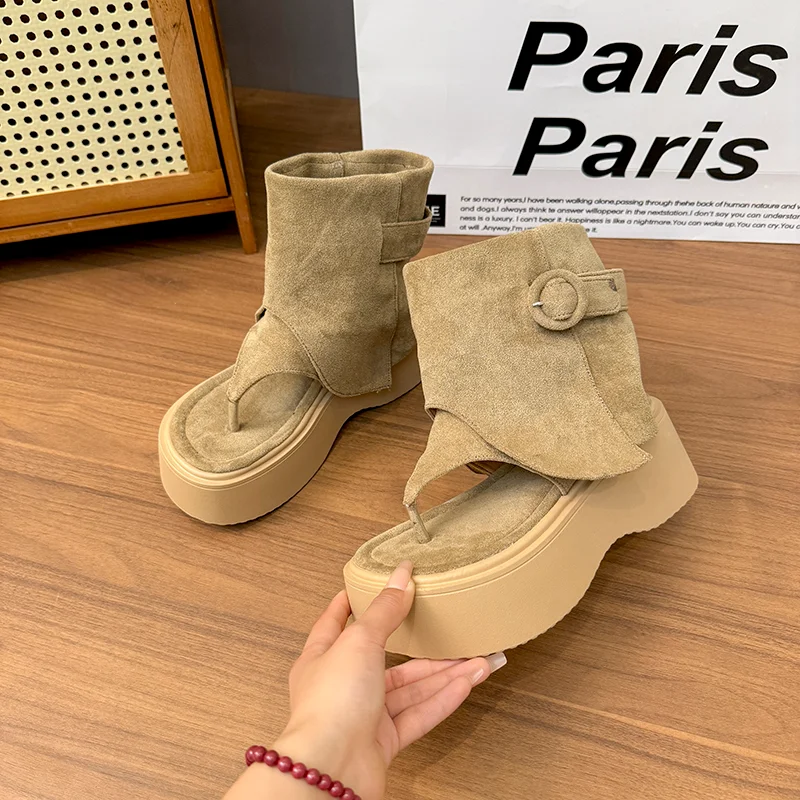 

Flats Platform Women Sandals Clip Toe Shoes Fashion Casual Shoes Designer Woman Slippers 2025 New Trend Brand Zapatillas Female