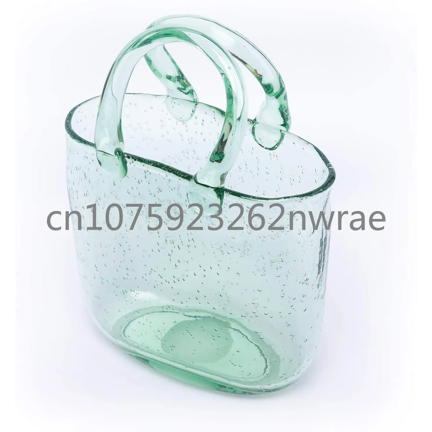 HAETINGCARE Purse Shape Glass Vase Handmade Hand-Blown Recycled Glass Rectangular Vase Home Wedding Indoor Outdoor Decoration