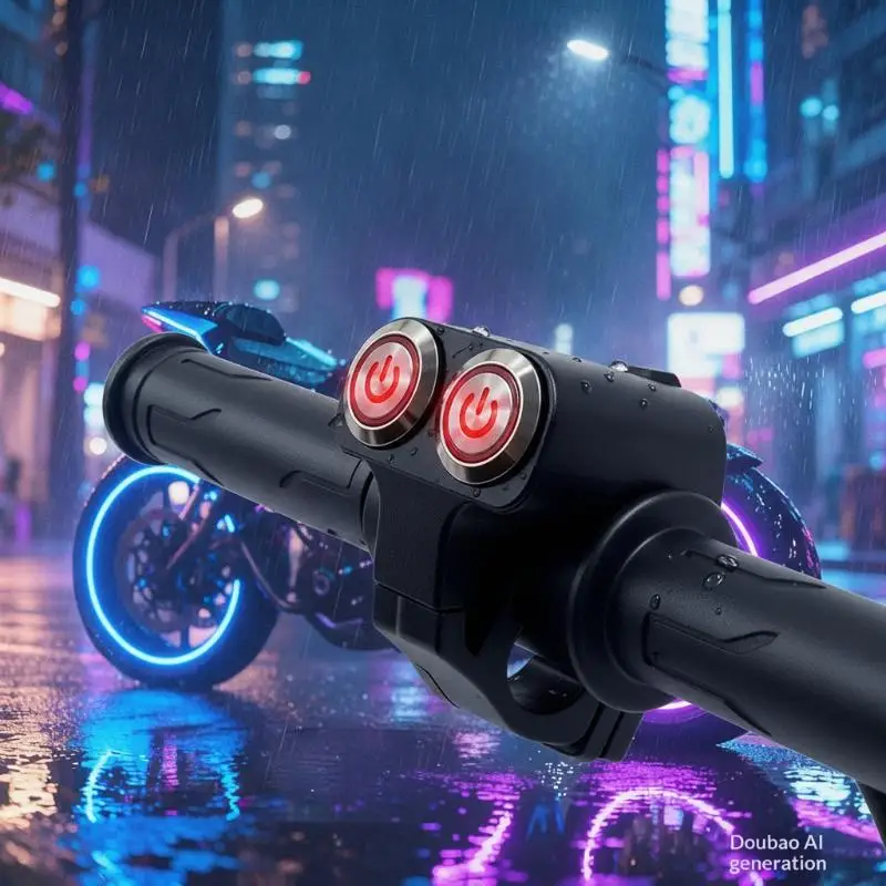 【CR】Motorcycle Handlebar Switch Waterproof Universal LED Backlight 1Pcs Durable for Outdoor Off Road Motorbike Use